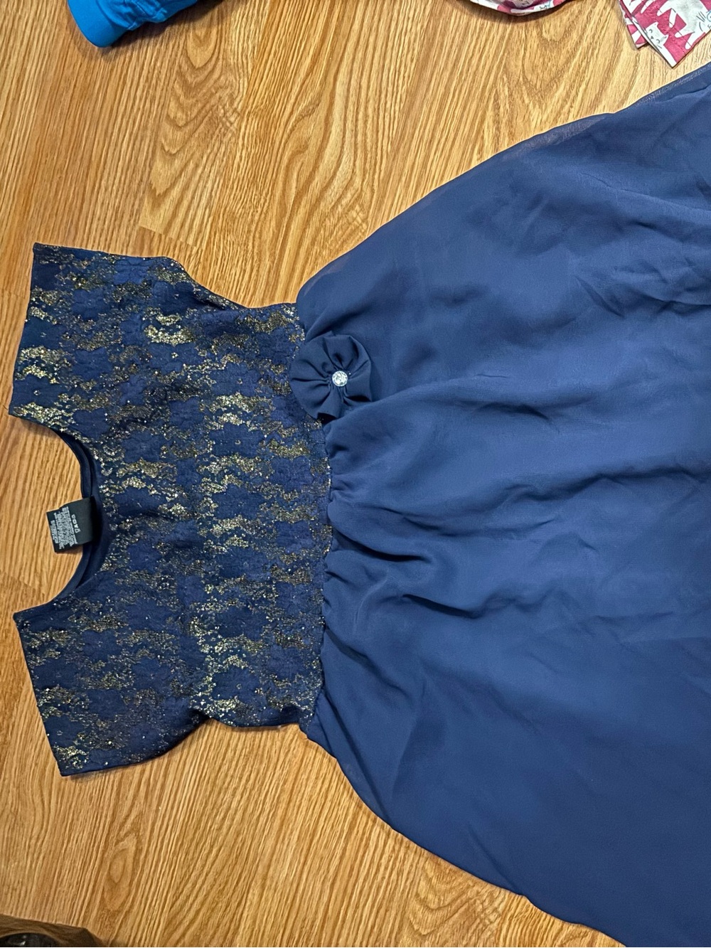 George Girls dark Navy Blue Lace & Satin Party Dress